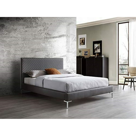 Whiteline Modern Living Liz Queen Bed Dark Grey