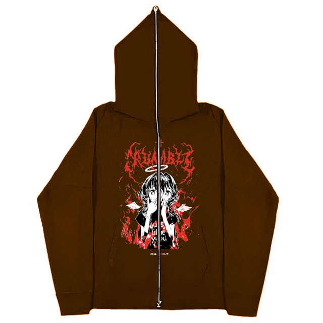 Sudaderas Y2K de chica oscura europea y americana para hombres y mujeres, sudaderas con capucha góticas para parejas, sudadera de Cremallera larga Harajuku