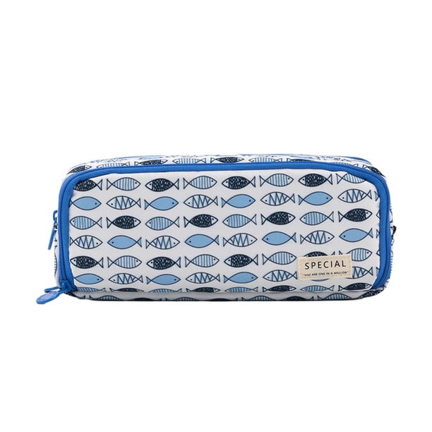 Injueey Estuche para lápices de poliéster duradero con gran capacidad y patrón múltiple - Borradores de fácil acceso Pescado de gran Type2 NO2
