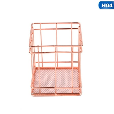 Walmart Rose Gold Basket KABOER Rose gold storage basket Iron storage basket desktop finishing fruit storage basket square ()