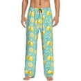 thumbnail image 2 of Kdxio Yellow Lemon Print Men's Sleep Pajama Pant Lounge Pants with Pockets, 2 of 8