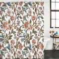 thumbnail image 2 of Red Floral Shower Curtain Set, Waterproof Shower Curtains for Bathroom, Botanical Watercolor Vintage Flower Leaf Washable Fabric Cloth Bath Curtain for Bathtub Decoration with Hooks 60x72 Inches, 2 of 6