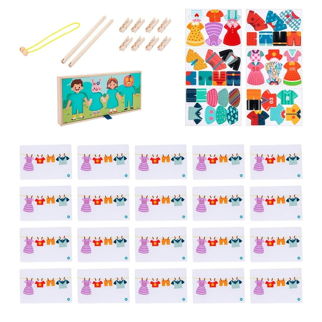 Ropa colgante Montessori, ropa, actividades de aprendizaje, juego de simulación educativo temprano, juego de clasificación para niños y