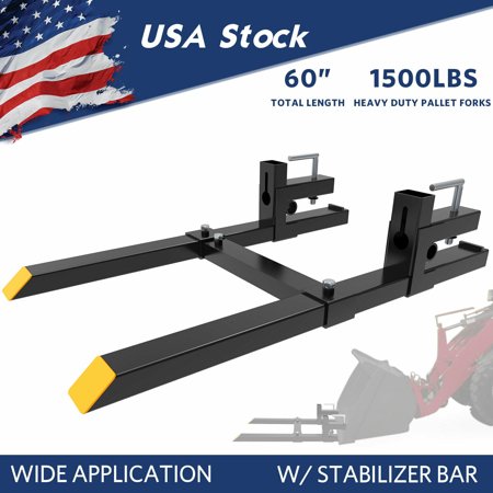 1500lb Bucket Clamp Pallet Forks Loader Quick Tach Attachment 60