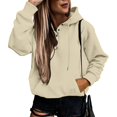 thumbnail image 2 of Futezty Women Casual Hoodies Long Sleeve Solid Lightweight Pullover Tops Loose Sweatshirt with Pocket, 2 of 5