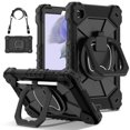 thumbnail image 4 of SaniMore Case for Samsung Galaxy Tab A7 Lite 8.7 inch 2021 Model (SM-T220/T225), Shockproof Shoulder Strap 360° Rotating Handle Bracket Pencil Holder Tri-layer Hybird Anti-drop Kids Shell, Black, 4 of 9
