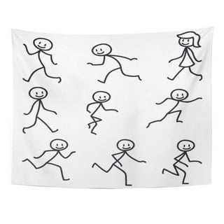 Meme Tapestry, Funny Simple Stickman with Cool Expression and Like