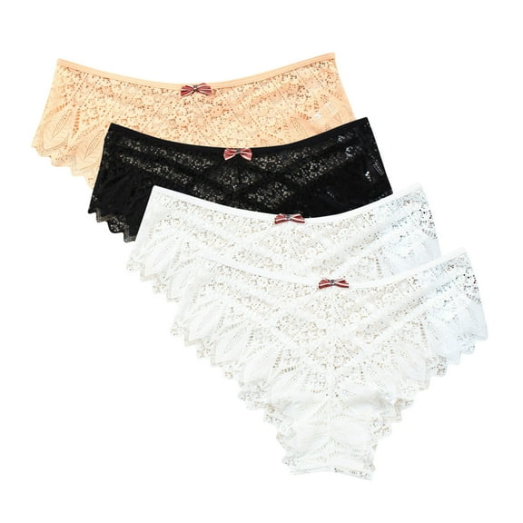 uublik Value 4-Pack, Women's Panties No Show Thong Lace Panties Breathable Comfortable Underwear Womens