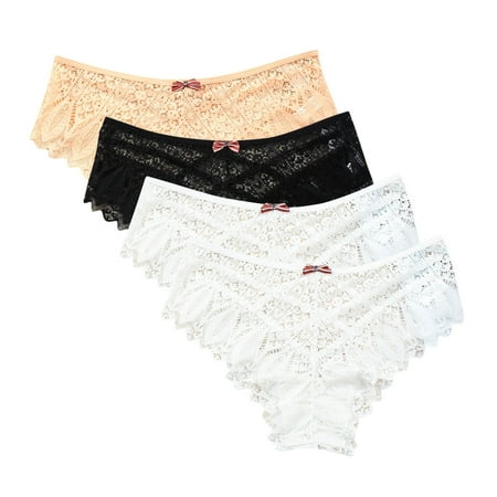 uublik Value 4-Pack  Women Panties Pack No Show Thong Lace Panties Breathable Comfortable Underwear Womens
