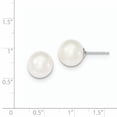 thumbnail image 2 of Sterling Silver Rh-Plated 10-11mm White Fwc Round Pearl Earrings Made In Canada qe12737, 2 of 2