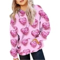 thumbnail image 2 of Little Girl Pullover Hoodie Sweatshirt Heart Print Valentines Day Shirts Outfits Long Sleeved Pullovers Tops Size 7-8T ,Pink, 2 of 5