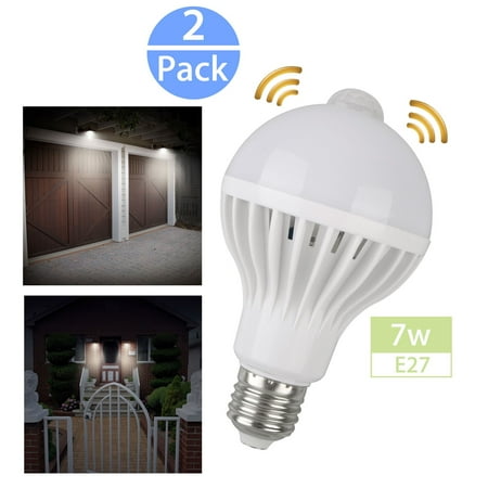 

2pcs/lot E27 LED Light Bulb with Motion Sensor Smart Light Sensor 7W (replaces 50 W Sensor Bulb Energy Saving Lamp for Stairs/Gar