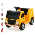 thumbnail image 1 of Gymax 12V Recycling Garbage Truck Electric Ride On Toy Remote w/Recycling Accessories Yellow, 1 of 10