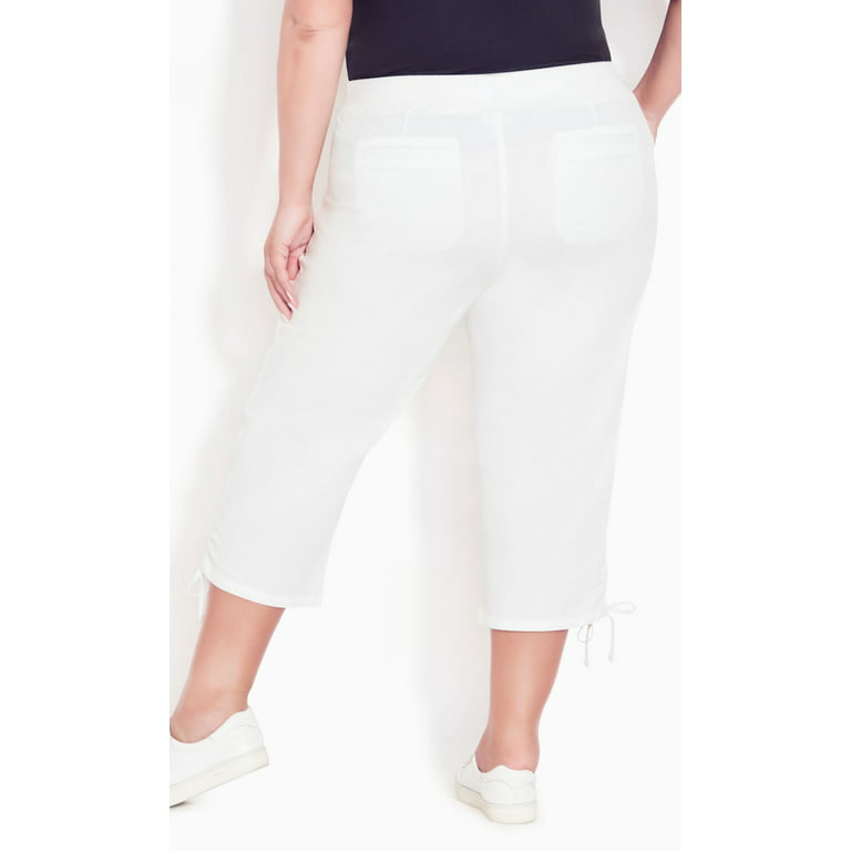 Avenue Women's Plus Size Cotton Cinch Capri Pants Pull-On Style
