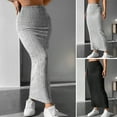 thumbnail image 2 of comerut Women Fall Winter Skirt High Waist Knitted Elastic Thick Warm Ankle Length Striped Slim Fit Soft Sheath Lady Maxi Skirt, 2 of 8