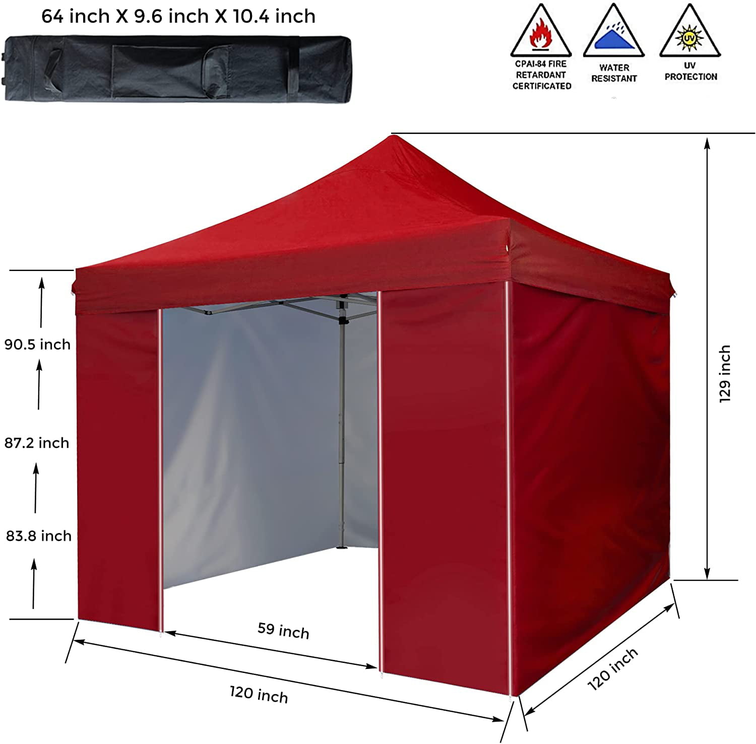 AsterOutdoor 10' x 10' Pop Up Sidewall Canopy Tent - 5 pieces of