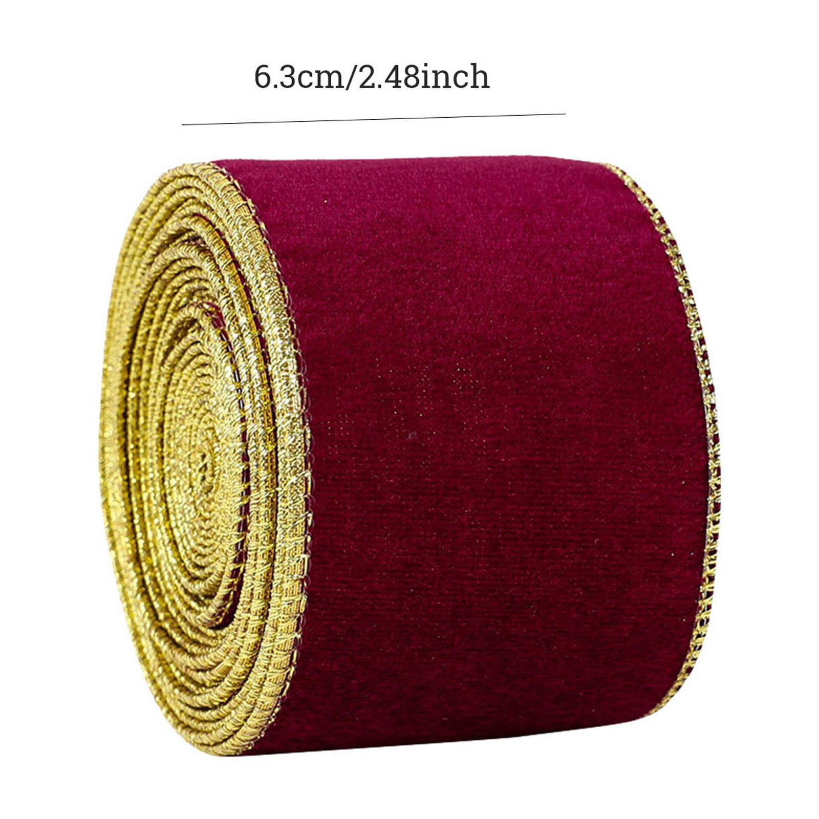 Christmas Velvet Ribbon Wired, 5.5 Yards 2.5 Inch Wide Double Faced Velvet Glitter Ribbon for Christmas Tree Garland, Gift Wrapping, Wreath Bow, Outdoor Decoration