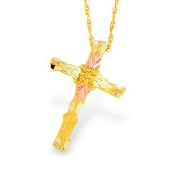 Mt Rushmore Black Hills Gold G 2250 Black Hills Gold Etched Cross Pendant