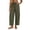 Army Green, variant on Womens Linen Wide Leg Pants Casual Loose Drawstring Summer Beach Travel Palazzo Harem Pants with Pockets-White-L