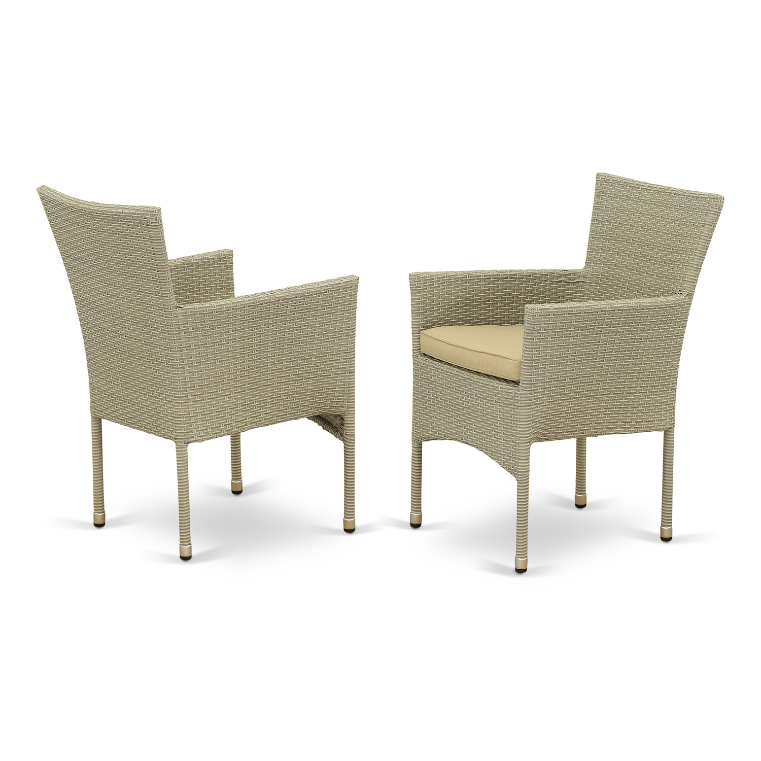 East West Furniture Bork Metal & Wicker Patio Dining Chair in Natural (Set of 2) - image 2 of 3