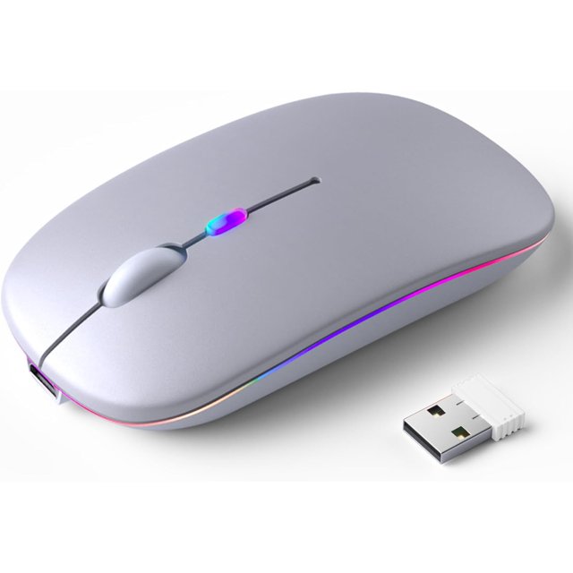 Wireless Bluetooth – Rechargeable, Silent, Dual Mode (Bluetooth 5.2 & USB) with LED Lights – Portable for Laptop, Desktop, & Tablet(Black)