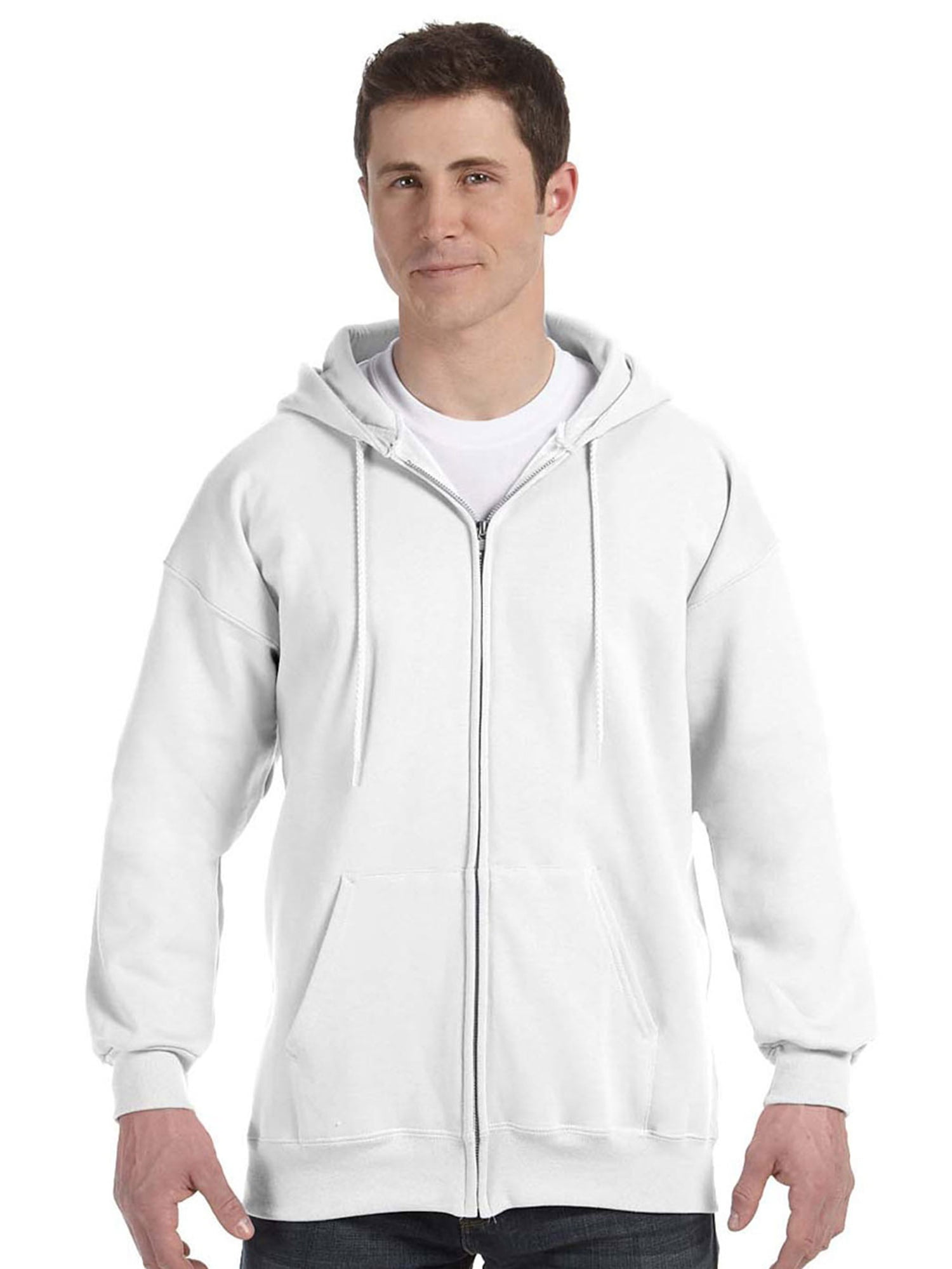 Hanes Hanes Mens Light Steel FullZipper Hoodie, White, 2XL, Style, F280