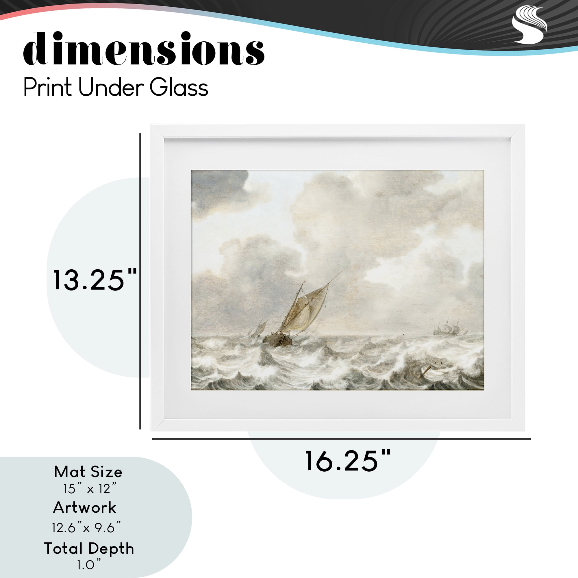 Stupell Industries Vintage Stormy Seas White Framed Print Under Glass, design by Leah Straatsma