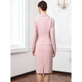 thumbnail image 3 of DARING DIVA 2Pcs Women's Long Sleeve Blazer Pencil Skirt Set S Pink, 3 of 6