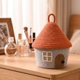 thumbnail image 3 of LEHOZIHEQ Woven Storage Basket with Lid, Cute House Basket, House Shape Woven Storage Basket, Sundries Container, for Bedroom and Living Room, 3 of 7