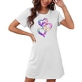 thumbnail image 4 of Night Shirt Victorian Nightdress Nightgown Short Sleeves Sleepshirt Women's Fashion Print Medium Length Dress Women's Oversized Short Nightgown Fashion Chest Print Short Sleeve Nightdress White M, 4 of 4