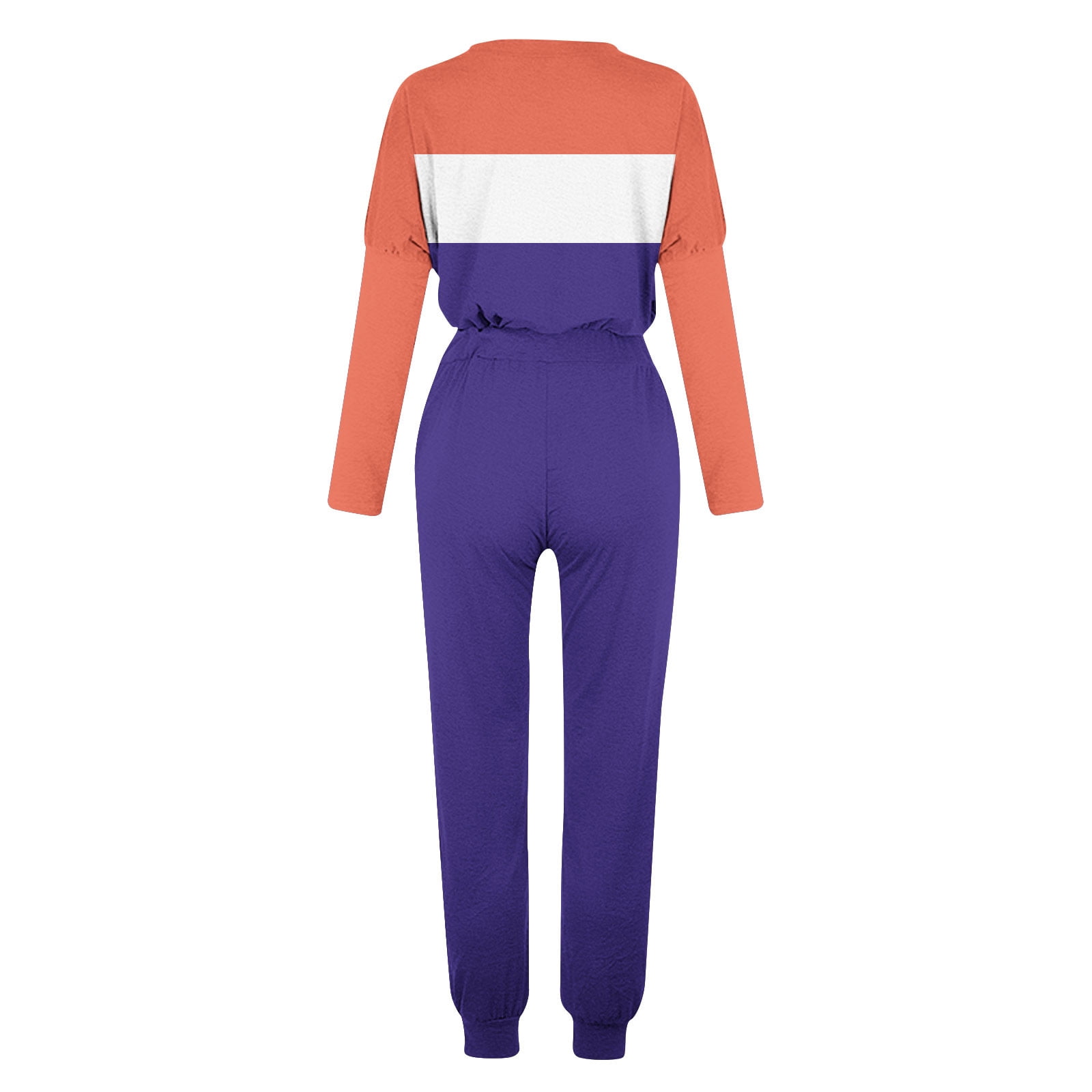 Lounge Sets for Women 2 Piece Women Two Piece Outfits Sets Fall Pants Women'S Round Neck Long Sleeve Top + Pants Color Blocking Home Sports Casual Yoga Suit