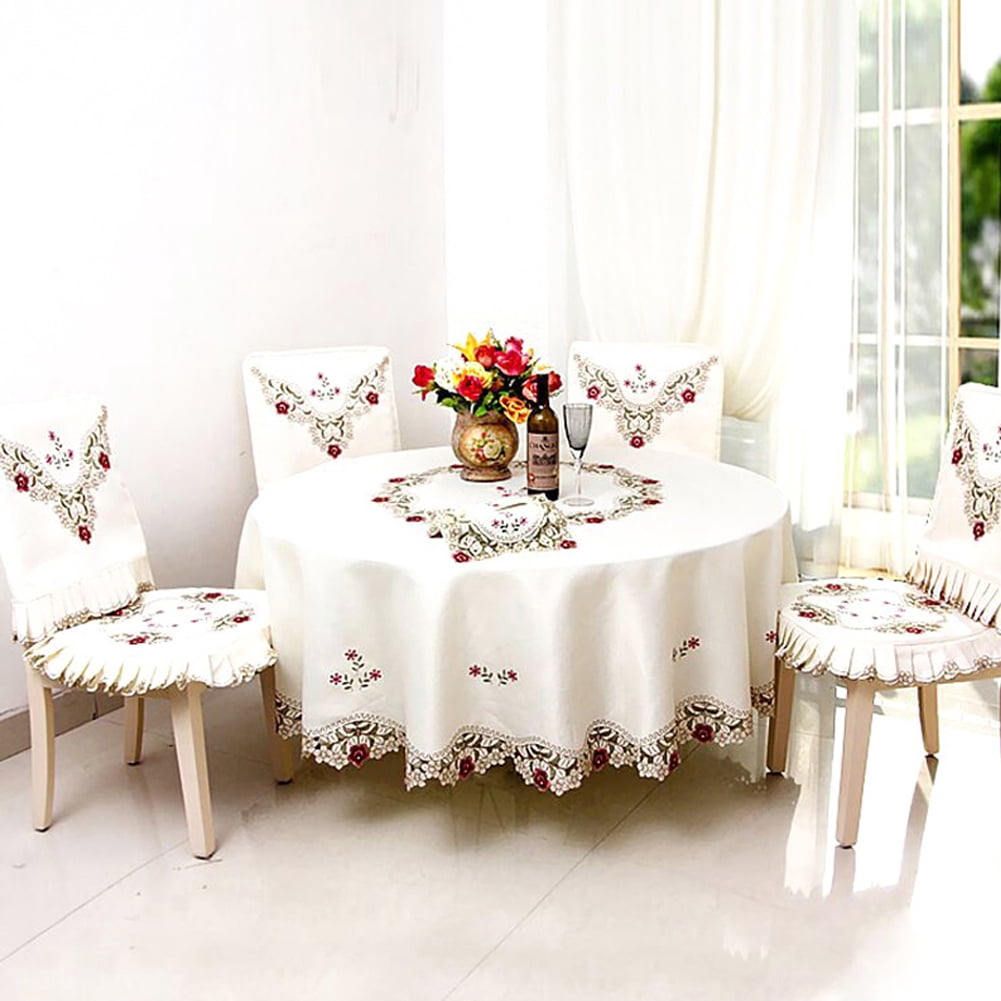 Bettery Mantel Redondo De Lino De Algodón Pesado Para Decoración De Mesa De Cocina, Comedor, 70 Pulgadas, Redondo, Color Burdeos