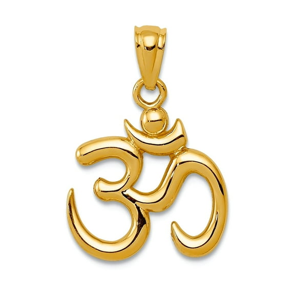 14k Yellow Gold Polished Ohm Symbol Pendant Necklace Pendant for Women