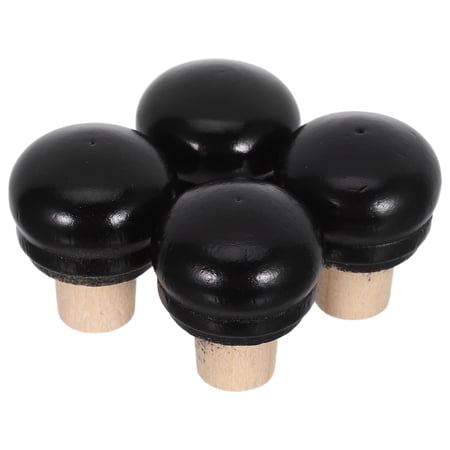OUNONA 4Pcs Black Wood Barrel Cork Stopper for Wine Beer Fermenting Airtight Reusable Closure