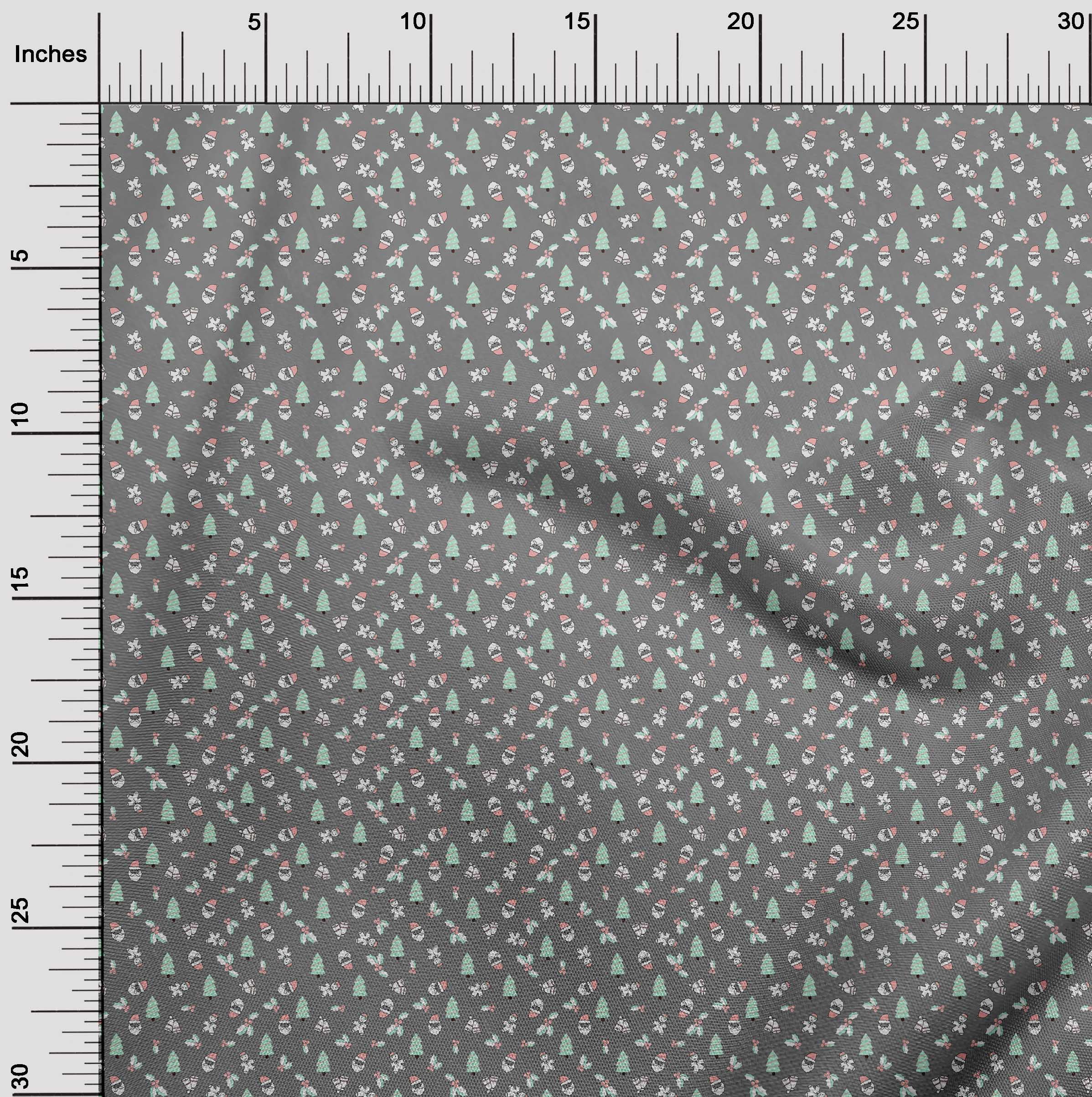 oneOone Polyester Spandex Gray Fabric Christmas Sewing Material Print Fabric By The Yard 56 Inch Wide