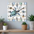 thumbnail image 6 of Ocean Turtle Wooden Wall Clock Silent Non Ticking, Coastal Blue Starfish Shell Conch Wood Grain Square Wall Clocks Battery Operated, Decor Clock for Home Office, Living Room, Kitchen, 12 Inch, 6 of 9