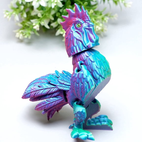 3D Printed rooster,Flexible Joint Animal lacertid Figurines,Realistic Eyes, Home Office Decor,Fidget Toy for Adults Teens Boy Festival Gifts