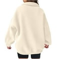thumbnail image 4 of AherBiu Fleece Lined Sweatshirt for Women Turn down Collared V Neck Half Zip up Oversized Pullover Tops, 4 of 7