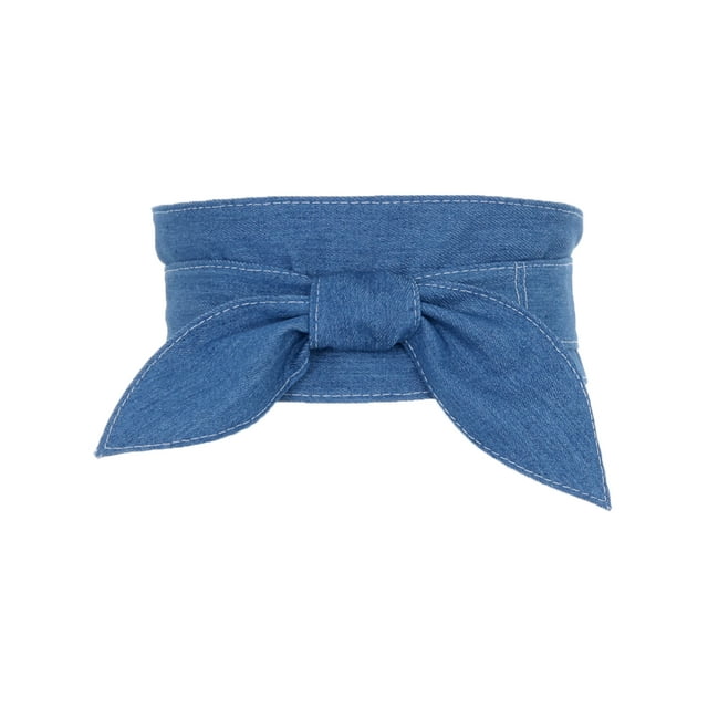 Cinturones Obi para Mujeres Talla Grande INSPIRE CHIC, Cinturón Anudado de Autoajuste, Cinturón Ancho para Vestidos, Denim Azul 25.59-28.35