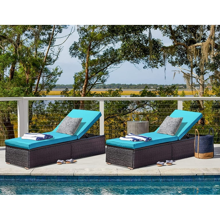 Royalcraft Outdoor Chaise Lounge Chair Black Wicker Rattan