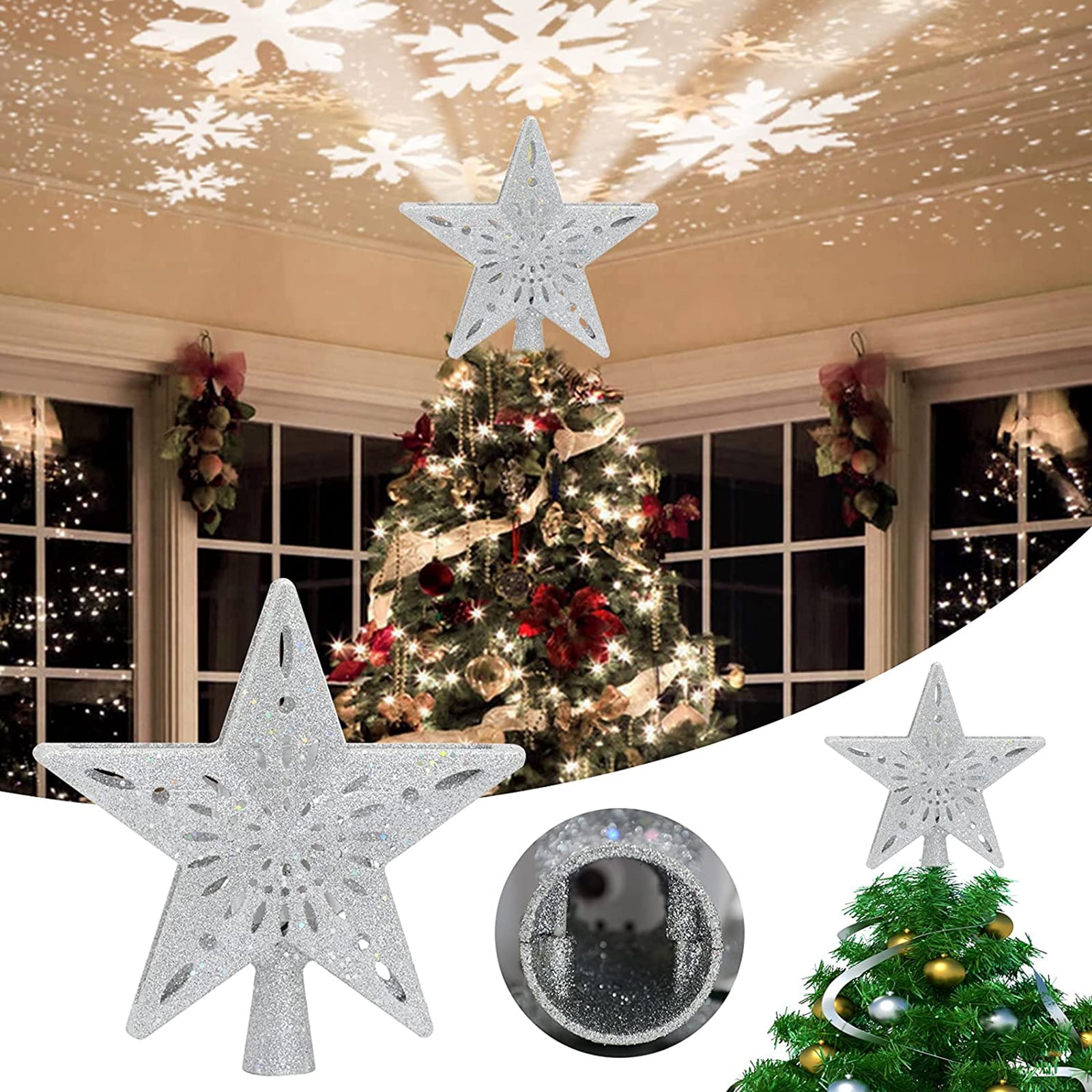 CreativeArrowy Magic Rotating Snowflake Projector Christmas Tree