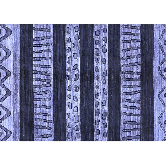 Ahgly Company Machine Washable Indoor Rectangle Abstract Blue Modern Area Rugs, 2' x 5'