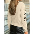 thumbnail image 4 of Women'S Casual Long Sleeve Round Neck Top Drop Shoulder Pattern Cable Knit Pullover Sweater Apricot S, 4 of 7