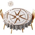 thumbnail image 1 of Décorations Marron, Nappe Ronde Douce, Diamètre 65 Pouces le Temps de la Découverte Design Délavé Contrôle de la Navigation, Nappes Rondes Imperméables pour Salle à Manger, Marron Clair, 1 of 5