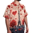 thumbnail image 2 of Eiffel Tower Valentine's Day Men's Short Sleeve Shirts with Spread Collar Tops, Casual Printed Poplin Shirt, Button Down Short Summer Beach Shirts - Unisex, 2 of 6