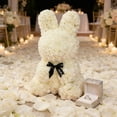 thumbnail image 4 of Hyknon Valentine's Day Bunny Shape Artificial Rose with Lights, Cute Large Flower Rabbit Sculpture Ornaments with Bowknot, Handmade Multifunctional Bunny Statue for Gift Wedding Home Decor, Yellow, 4 of 6