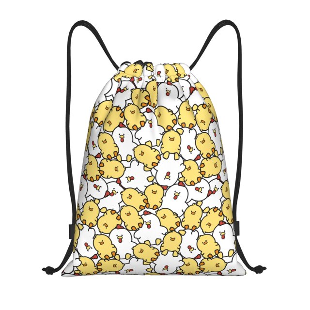 Fotbe Cartoon Chicken Bolsa Mochila con Cordón Estampada, Bolsa de Gimnasio Deportiva, Bolsa Cinch, Bolsa con Cordón para Hombres y Mujeres-Small