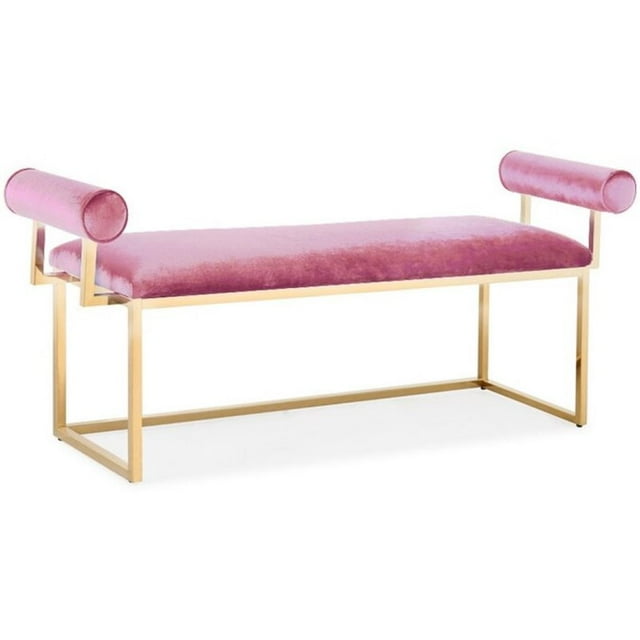Home Gear Banc de Chambre à Coucher Rembourré en Velours de Transition en Rose