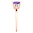 thumbnail image 3 of Clara Pucci 14K Rose Gold Solid Gold Alexandrite Three-Stone Anniversary Ring for Women - 1.62 cttw Square Emerald Cut, 3 of 7