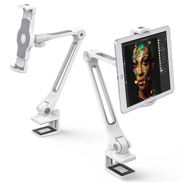 AboveTEK Sturdy iPad Stand, Aluminum Long Arm Tablet Stands, 360